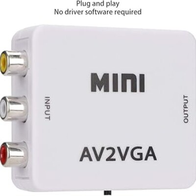 NEXSA AV RCA to VGA Adapter Audio Video Converter,Composite AV to VGA 3.5mm TV Video Playing Adapter 1080p with USB Powe