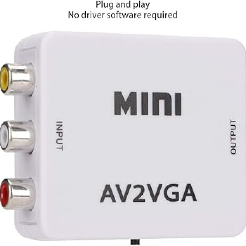 NEXSA AV RCA to VGA Adapter Audio Video Converter,Composite AV to VGA 3.5mm TV Video Playing Adapter 1080p with USB Powe