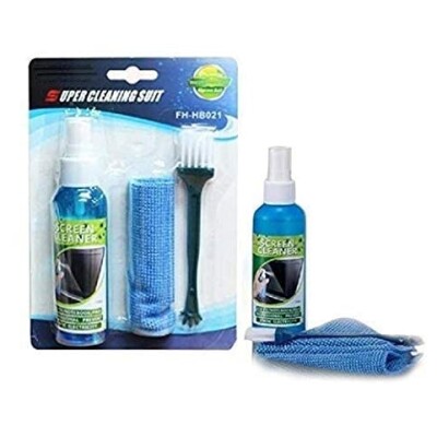 Lapster 3 in 1 Screen Cleaning Kit with Brush and Micro Cloth for PC, laptops, LCD led mobiles and TV (80ML)