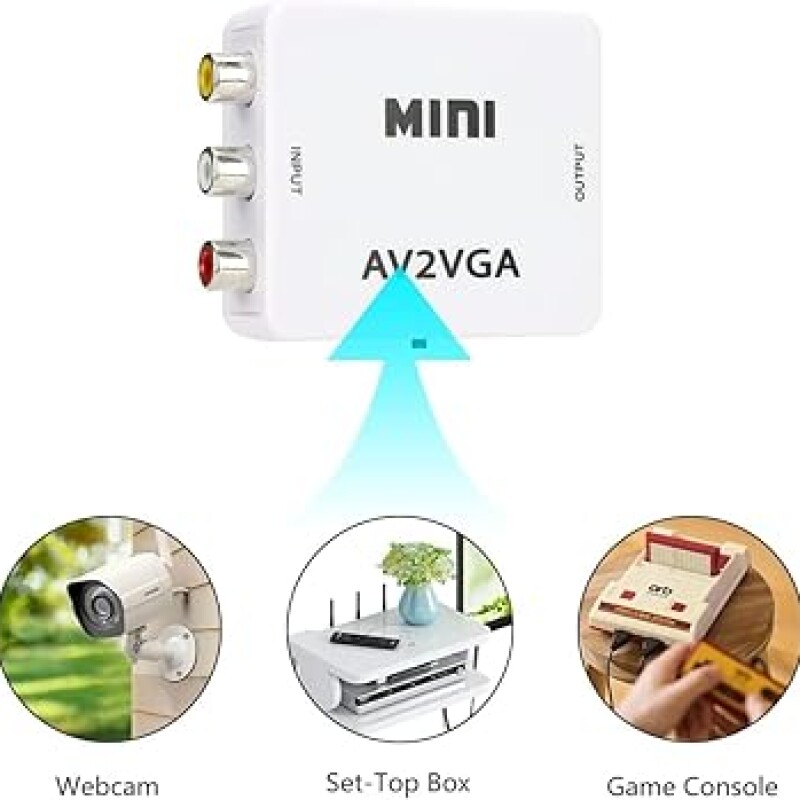 NEXSA AV RCA to VGA Adapter Audio Video Converter,Composite AV to VGA 3.5mm TV Video Playing Adapter 1080p with USB Powe