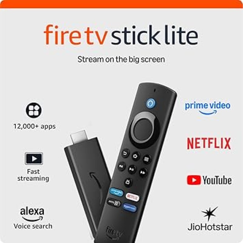Amazon Fire TV Stick Lite with all-new Alexa Voice Remote Lite (no TV controls), HD streaming device | Now with App cont