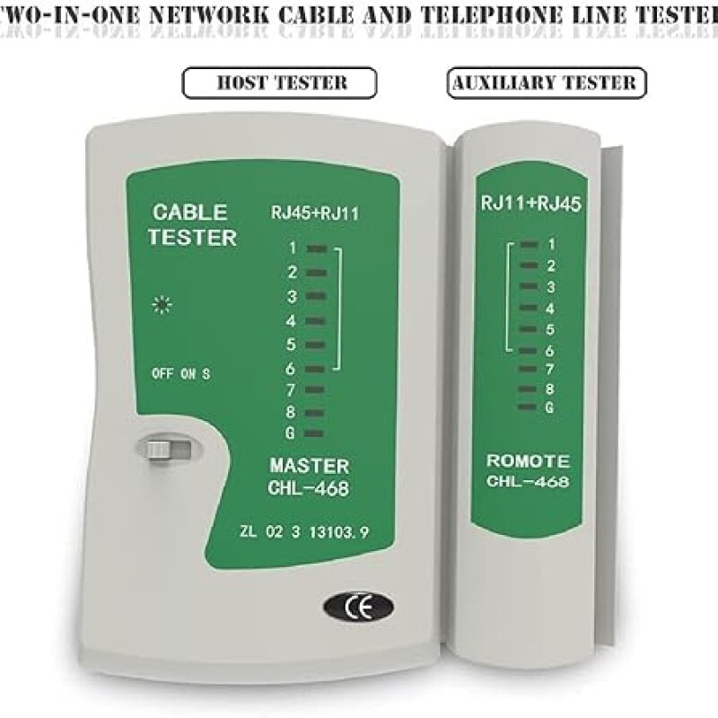 Lan Tester, RJ45 And RJ11 Network Cable Tester With 9V Battery, LED Indicators RJ12 CAT5 CAT 6 UTP Ethernet Lan Cable