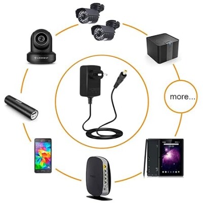 12V 1A DC Power Adapter, Long Cable Powers Supply DC12V Transformers for LED Strip, CCTV Camera, Router, Modem, Set Top