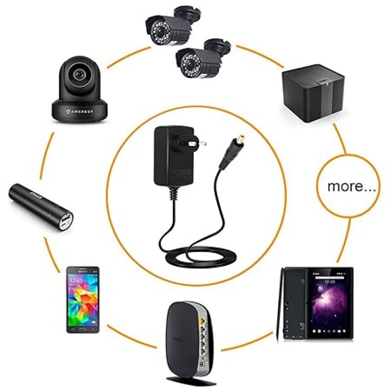 12V 1A DC Power Adapter, Long Cable Powers Supply DC12V Transformers for LED Strip, CCTV Camera, Router, Modem, Set Top