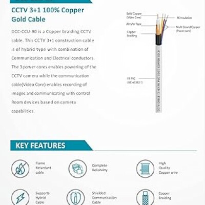 D-Link CCTV Standard 90MTR Cable (3+1) (Gold)