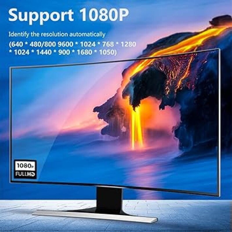 NEXSA AV RCA to VGA Adapter Audio Video Converter,Composite AV to VGA 3.5mm TV Video Playing Adapter 1080p with USB Powe