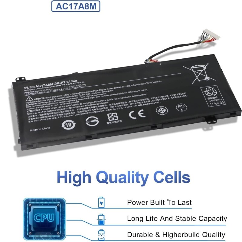 AC17A8M Laptop Battery Compatible for Acer Spin 3 SP314-52 TravelMate X3 X314-51-M X314-51-MG X3310-M X3410-M X3410-MG T