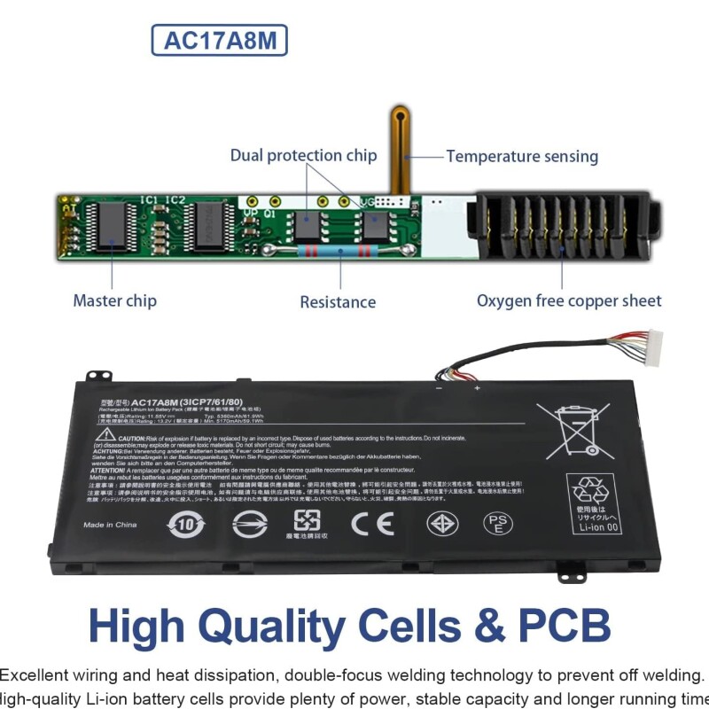 AC17A8M Laptop Battery Compatible for Acer Spin 3 SP314-52 TravelMate X3 X314-51-M X314-51-MG X3310-M X3410-M X3410-MG T