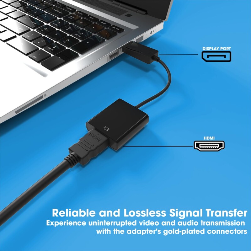 Sounce Display Port to HDMI Adapter, 1080p Display Port DP to HDMI Cable