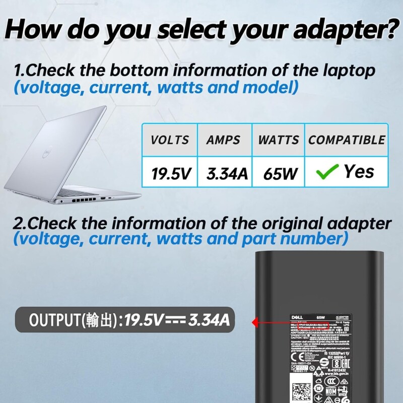 65W Laptop Charger for DELL