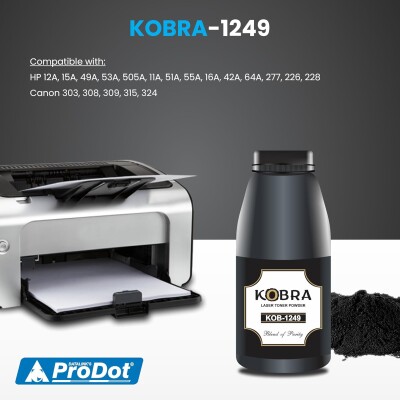 ProDot Kobra 1249 Laser Toner Powder Compatible with HP 12A, 15A, 49A, 53A, 505A, 11A, 51A, 55A, 16A, 42A, 64A & Canon 3