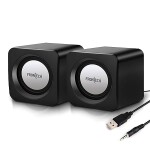 FRONTECH Premium 2.0 Channel USB Powered Speakers with 1.5W x 2 Output, AUX Input, and 1-Year Warranty (Black)