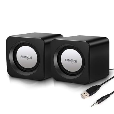 FRONTECH Premium 2.0 Channel USB Powered Speakers with 1.5W x 2 Output, AUX Input, and 1-Year Warranty (Black)